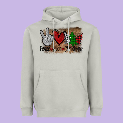 Peace Love Christmas Heavyweight Hoodie Designed By Bettercallsaul