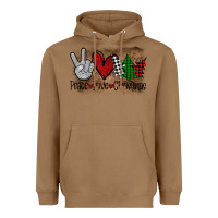 Toasted Coconut Peace Love Christmas Heavyweight Hoodie - Bettercallsaul