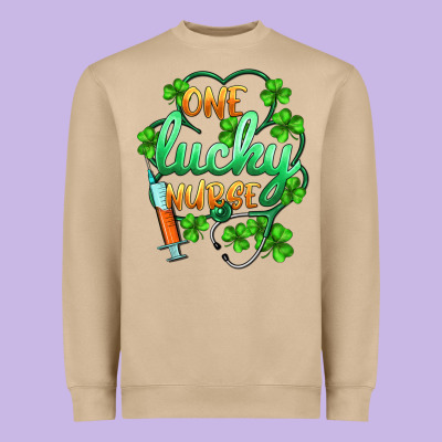 St.patricks One Lucky Nurse Heavyweight Sweatshirt Designed By Barkaloodesign