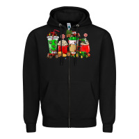 Black Christmas tractor coffee cup Zipper Hoodie - NancyCooperArtShop