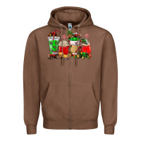 Chestnut Christmas tractor coffee cup Zipper Hoodie - NancyCooperArtShop