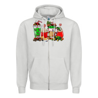 Dove Grey Christmas tractor coffee cup Zipper Hoodie - NancyCooperArtShop