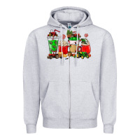 Heather Grey Christmas tractor coffee cup Zipper Hoodie - NancyCooperArtShop