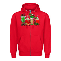 Red Christmas tractor coffee cup Zipper Hoodie - NancyCooperArtShop