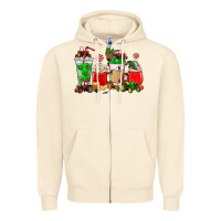 Sandshell Christmas tractor coffee cup Zipper Hoodie - NancyCooperArtShop