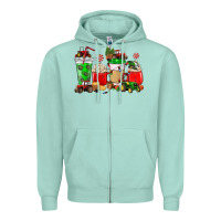 Seafoam Christmas tractor coffee cup Zipper Hoodie - NancyCooperArtShop