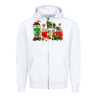 White Christmas tractor coffee cup Zipper Hoodie - NancyCooperArtShop