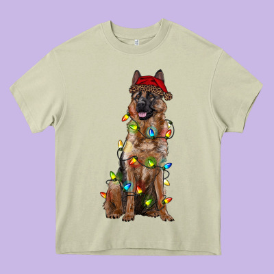 Christmas German Shepherd Heavy Core Tee Designed By Ranaportraitstore