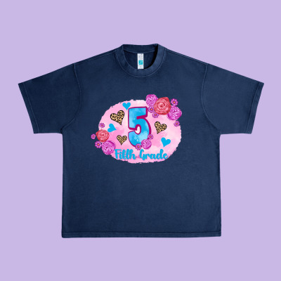 Back To School Flowers Fifth Grade 3200x2400 Urban Heavy Tee Designed By Adodesignshop