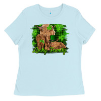 Baby Blue st patrick's day lucky cow family Ladies Tee - RanaPortraitStore