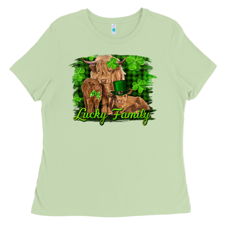 St Patrick's Day Lucky Cow Family Ladies Tee by RanaPortraitStore | Teevron