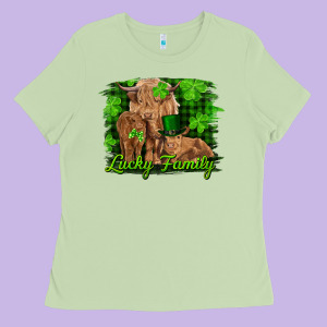 St Patrick's Day Lucky Cow Family Ladies Tee Designed By Ranaportraitstore