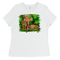 White st patrick's day lucky cow family Ladies Tee - RanaPortraitStore