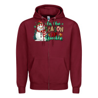 Burgundy tis the season to sparkle snowman Zipper Hoodie - MaliasSmallBusiness