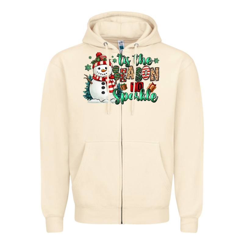 Tis The Season To Sparkle Snowman Zipper Hoodie by MaliasSmallBusiness | Teevron