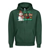 Sports Green tis the season to sparkle snowman Zipper Hoodie - MaliasSmallBusiness