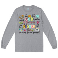 Heather Grey god is so much bigger than malia Long Sleeve Tee - MaliasSmallBusiness