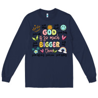 Navy god is so much bigger than malia Long Sleeve Tee - MaliasSmallBusiness