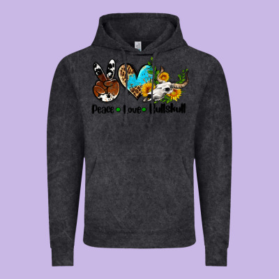 Peace Love  Bullskull Vintage Hoodie Designed By Adodesignshop