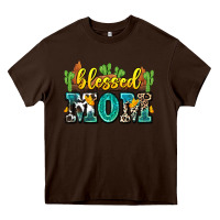 Chocolate Brown blessed mom Heavy Core Tee - Zillion Design Studio