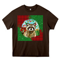 Chocolate Brown christmas raccoon Heavy Core Tee - BarkalooDesign