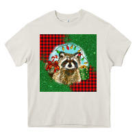 Cream christmas raccoon Heavy Core Tee - BarkalooDesign