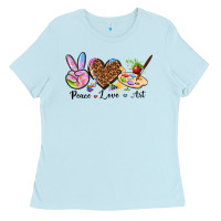 Baby Blue peace love art Ladies Tee - texasbilliewilder