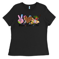 Black peace love art Ladies Tee - texasbilliewilder