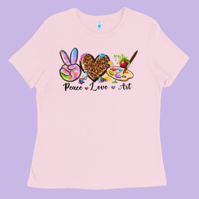 Peace Love Art Ladies Tee Designed By Texasbilliewilder