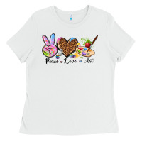 White peace love art Ladies Tee - texasbilliewilder