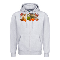 Heather Grey pumpkin spice Zipper Hoodie - MaliasSmallBusiness