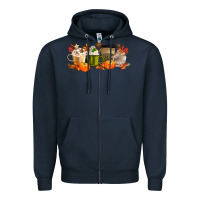 Navy pumpkin spice Zipper Hoodie - MaliasSmallBusiness