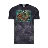 Cloud Black bucking bronco cowboy rodeo cactus and sunflowers Vintage Tee - Artiststas