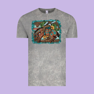 Bucking Bronco Cowboy Rodeo Cactus And Sunflowers Vintage Tee Designed By Artiststas