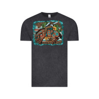 Vintage Black bucking bronco cowboy rodeo cactus and sunflowers Vintage Tee - Artiststas