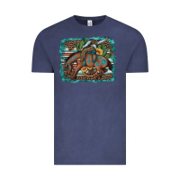 Vintage Denim bucking bronco cowboy rodeo cactus and sunflowers Vintage Tee - Artiststas