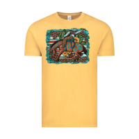 Vintage Mustard bucking bronco cowboy rodeo cactus and sunflowers Vintage Tee - Artiststas