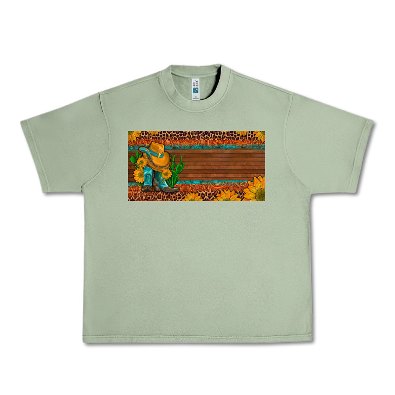 Custom Cowboy Boots Sunflowers And Cactus License Plate Urban Heavy Tee by Artiststas | Teevron