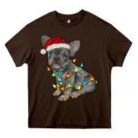 Chocolate Brown christmas french bulldog Heavy Core Tee - RanaPortraitStore
