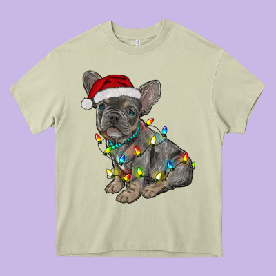 Christmas French Bulldog Heavy Core Tee Designed By Ranaportraitstore