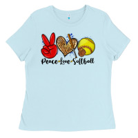 Peace Love Softball Ladies Tee | Teevron