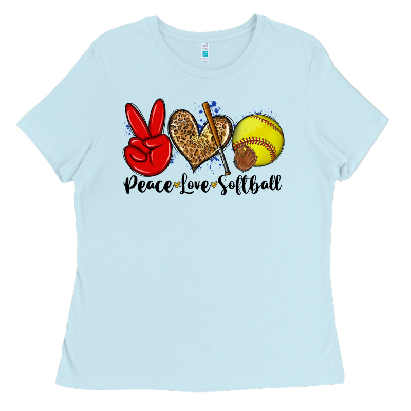 Peace Love Softball Ladies Tee by Zillion Design Studio | Teevron