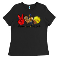 Black peace love softball Ladies Tee - Zillion Design Studio