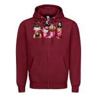 Burgundy Scream Coffee Cups Zipper Hoodie - MaliasSmallBusiness