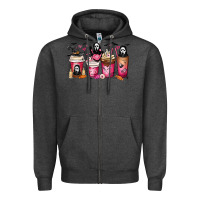 Charcoal Heather Scream Coffee Cups Zipper Hoodie - MaliasSmallBusiness