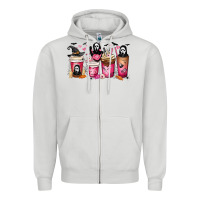 Dove Grey Scream Coffee Cups Zipper Hoodie - MaliasSmallBusiness