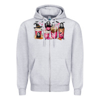 Heather Grey Scream Coffee Cups Zipper Hoodie - MaliasSmallBusiness