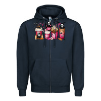 Navy Scream Coffee Cups Zipper Hoodie - MaliasSmallBusiness