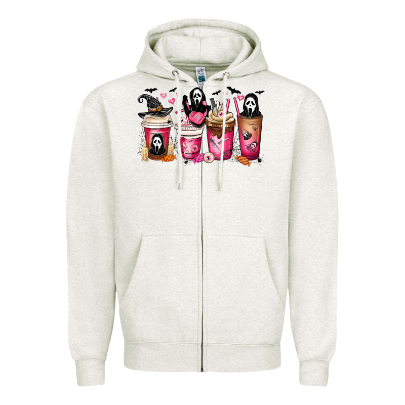 Scream Coffee Cups Zipper Hoodie by MaliasSmallBusiness | Teevron
