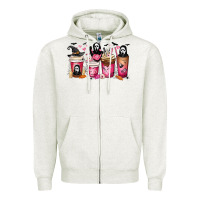 Oatmeal Heather Scream Coffee Cups Zipper Hoodie - MaliasSmallBusiness